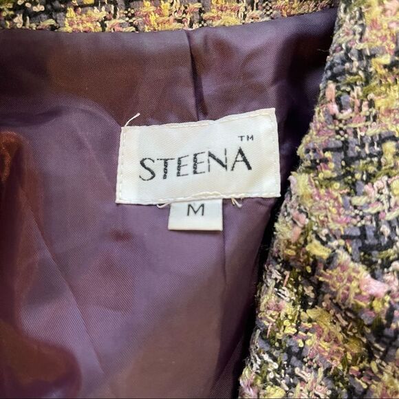 STEENA Vintage Tweed Blazer w/ Velvet Front Tie & FREE Shirt, Medium - Picture 8 of 14